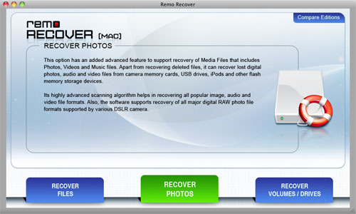 SD Card Video Recovery Software for Mac - Main Window