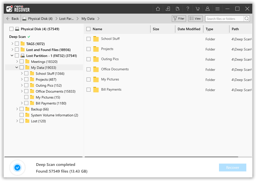 Recover WAV Files  - Drive selection screen shot